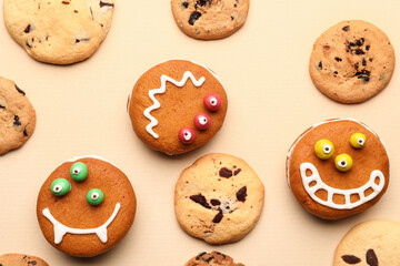 Funny cookies on light background