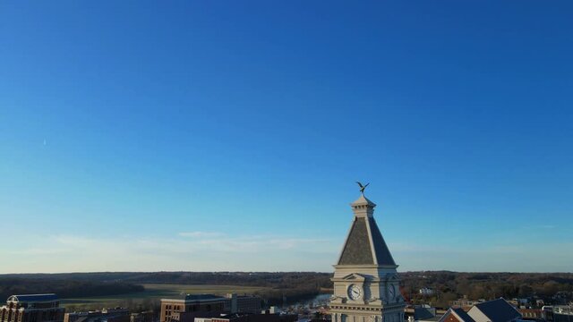 Revealing Shot From Above Of Montgomery County Court In Clarksville, Tennessee. Drone Ascend