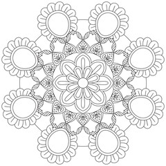 Leaf Flower Petal Coloring Mandala Art Simple Graphic Shape Vector Floral Oriental Outline Vintage Decorative Elements Pattern Illustration Islam Arabic Indian Turkish Mystic Religion Morals Lotus