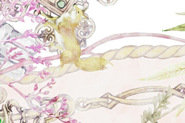 Beautiful watercolor rose flower and bouquet illustration