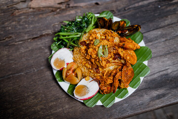 Popular Filipino food Seafood with Java rice