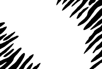 虎柄の葉書テンプレート【白黒イラスト】