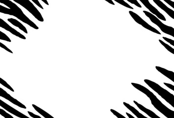 虎柄の葉書テンプレート”白黒イラスト”