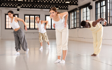 Group of dancers exercising in a dance studio