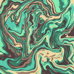 Fluid art texture. Abstract background with swirling paint effect. Liquid acrylic picture that flows and splashes. Mixed paints for interior poster. blue, beige and brown overflowing colors