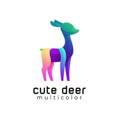 cute deer gradient logo design