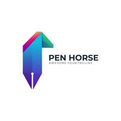 pen horse gradient logo design