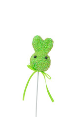 Green Easter bunny isolated on a white background.
