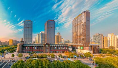 Fototapeta na wymiar Urban environment of Nantong Central Business District, Jiangsu Province