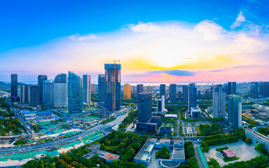 Fototapeta premium Urban environment of Nantong Central Business District, Jiangsu Province