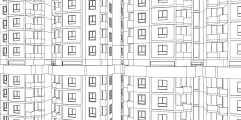 Architecture background of apartment drawing sketch