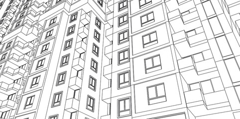 Architecture background of apartment drawing sketch
