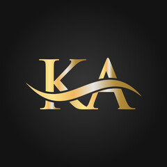 Letter KA Logo Sign Design Template. KA, K A Letter Logo Modern, Flat, Minimalist, Business, Company Template - obrazy, fototapety, plakaty