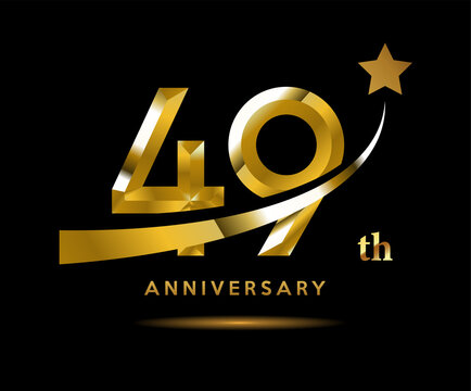 Golden 49 year anniversary celebration logo design with star symbol	