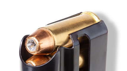 Hollow points loaded into a pistol magazine