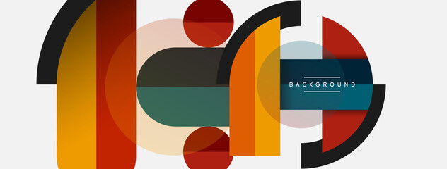 Geometric shapes composition abstract background. Circles lines and rectangles. Vector illustration for wallpaper banner background or landing page