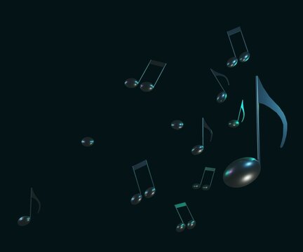 3d  dark metallic music note background