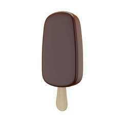 Chocolate popsicle ice cream isolated on white background 3D rendering