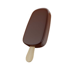 Chocolate popsicle ice cream isolated on white background 3D rendering