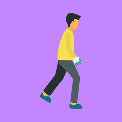 Man with Bionic Hand Cartoon Flat Vector Illustration