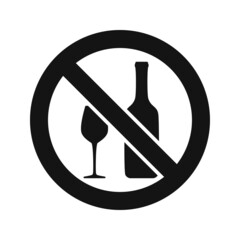 No alcohol drink sign. Alcohol-free zone symbol.	