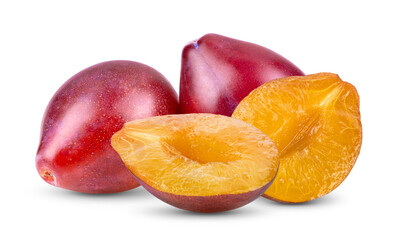 Prune Slice or plum isolated on a white