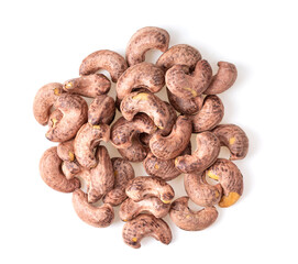 Roasted cashew nuts isolated on white background