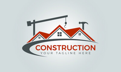 Construction logo design, Real estate company logo, Modern home vector logo art design template