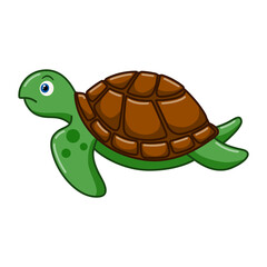 Cartoon sea turtle on white background