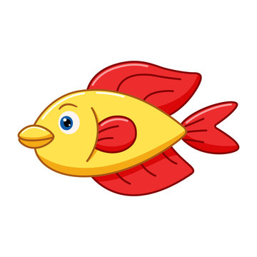 Cartoon tropical fish on white background