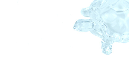 transparent figure of a turtle in the corner photo on a white background