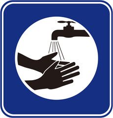 A sign that means : wash your hands