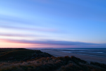 Utah Beach and its countryside at sunset in Europe, France, Normandy, towards Carentan, in spring, on a sunny day.