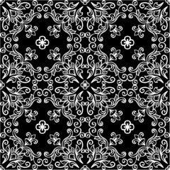 Seamless pattern floral ornamental in black and white