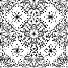 Fototapeta na wymiar Seamless pattern floral ornamental in black and white