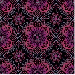Seamless pattern floral decorative round ornament