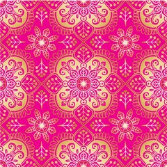 Seamless pattern floral decorative round ornament
