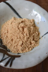 Roasted soy flour with sugar,  Kinako.