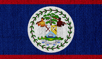 Belize flag on knitted fabric