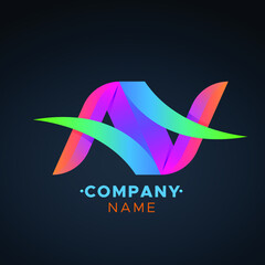 This an abstract colorful N letter Vector logo for Business Company, Brand Logo, abstract colorful illustration