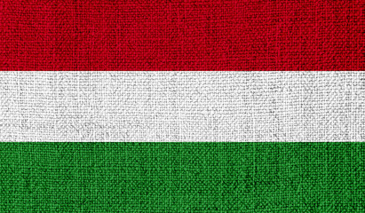 Hungary flag on knitted fabric