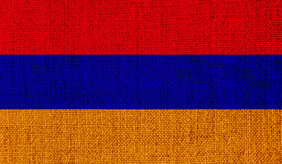 Armenia flag on knitted fabric