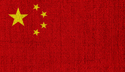 China flag on knitted fabric