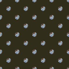 Watercolor stains. Geometric polka pattern. Illustration on dark background