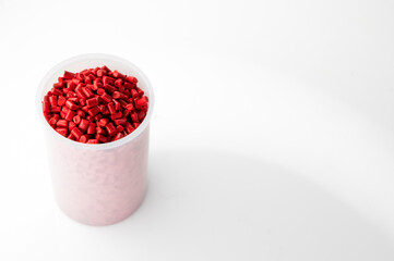 Plastic granules close up for holding,Colorful Plastic granules with white background.