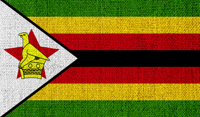 Zimbabwe flag on knitted fabric