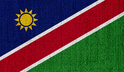 Namibia flag on knitted fabric