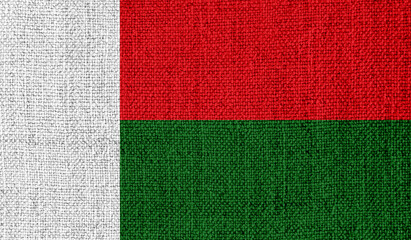 Madagascar flag on knitted fabric