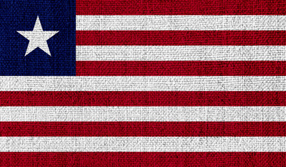 Liberia flag on knitted fabric
