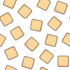 Slices Toast Bread Seamless Pattern On A White Background. Bakery Pastry Product Theme Icon Illustration